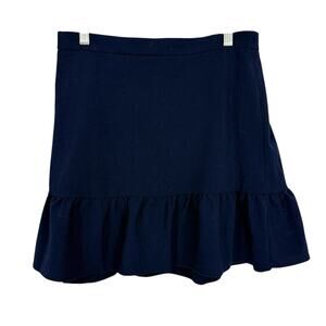J Crew Flounce Mini Skirt size 4 Navy Blue Elastic Waist 17" Length
